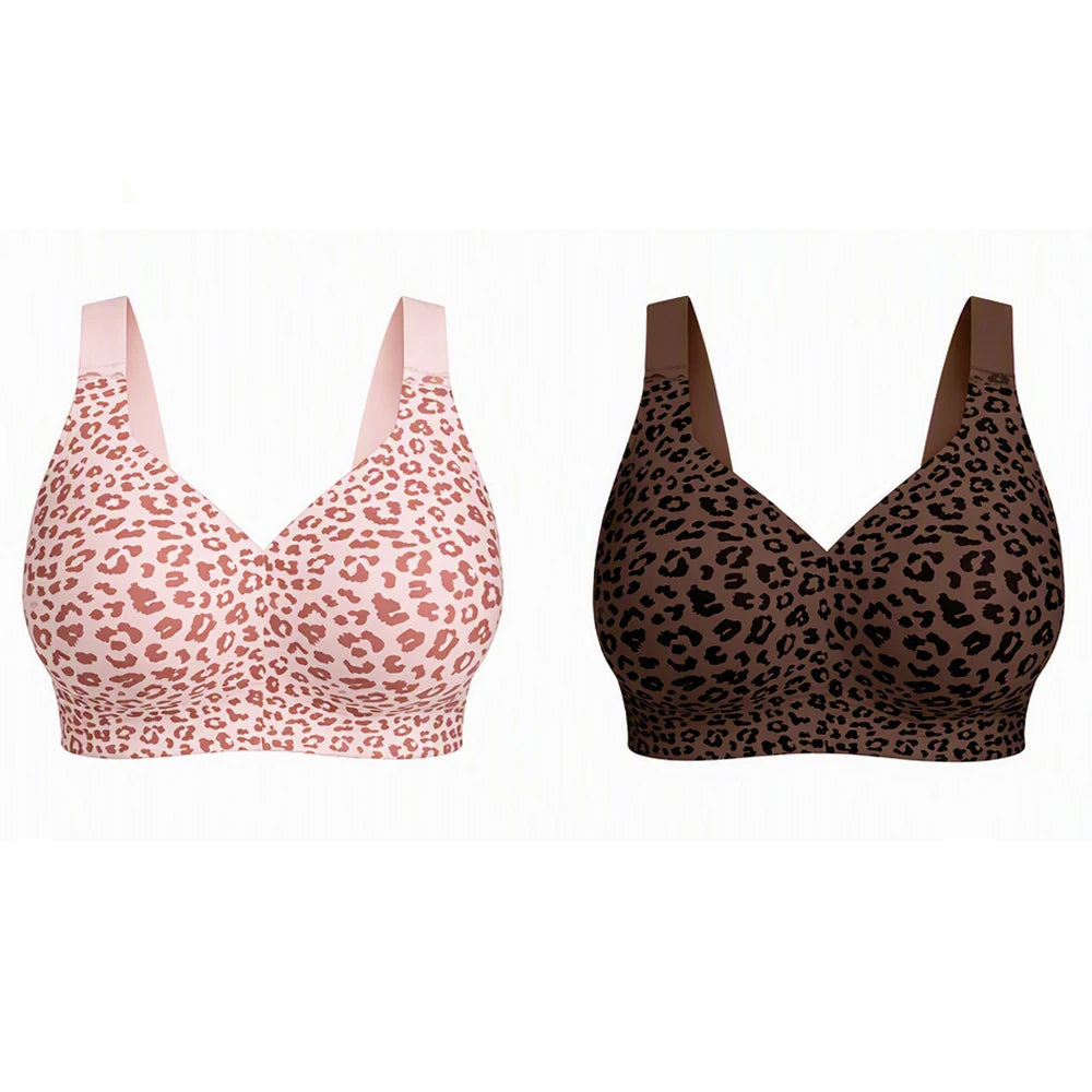 Women's Leopard Wireless Bralette: Full Coverage & Lift