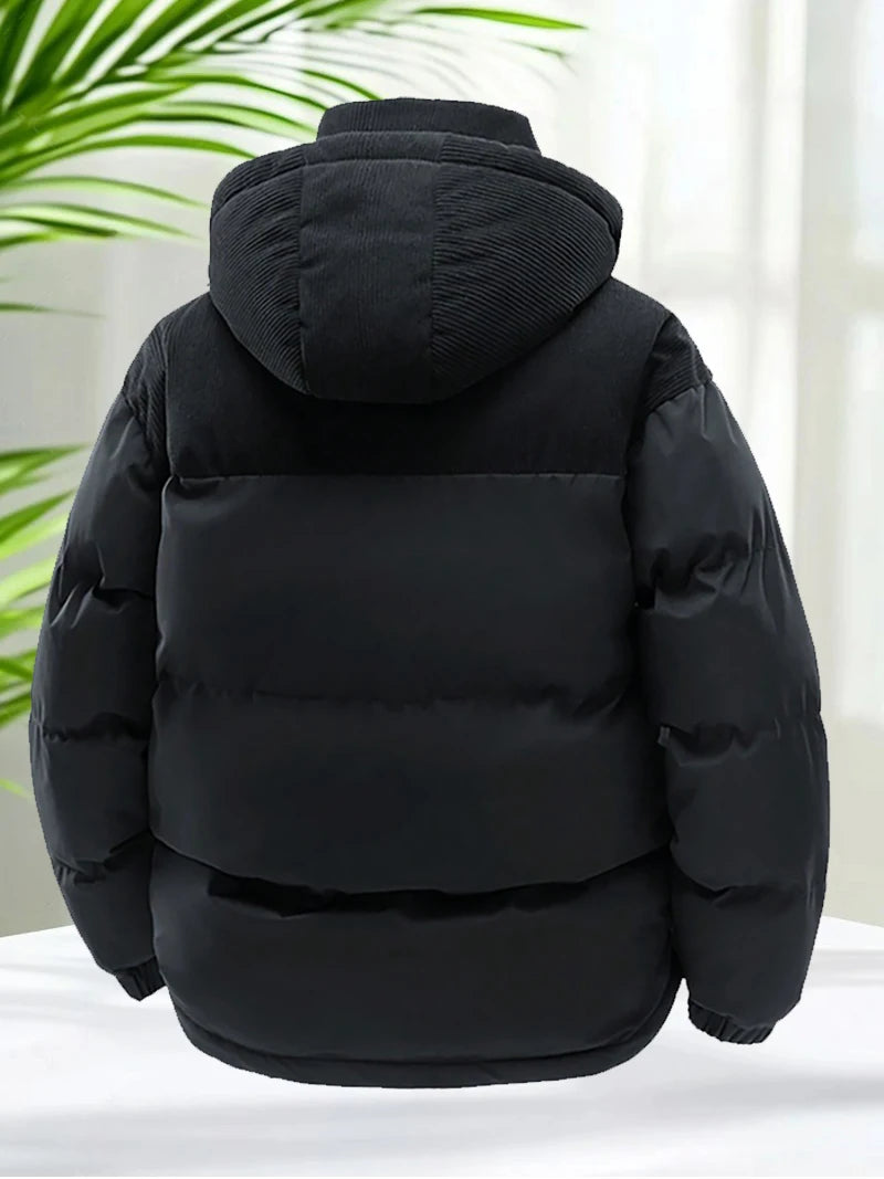 Men's Warm Puffer Jacket: Cotton Padded, Hooded Windbreaker Parka for Winter