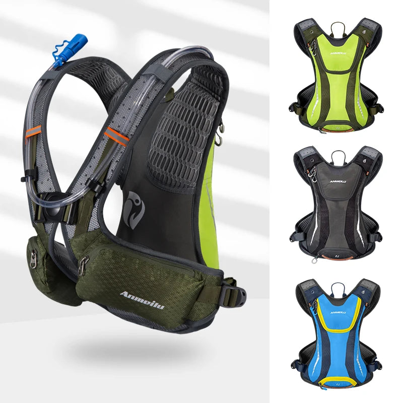 Lightweight Hydration Backpack with Helmet Mesh