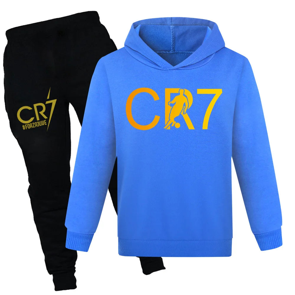 Kids CR7 Autumn Tracksuit Boys’ Football Hoodie & Joggers Set