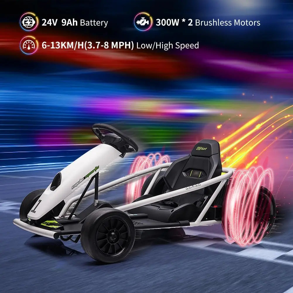 24V Electric Ride-On Go Kart for Teens & Kids 8-11 | Dual 300W Motors