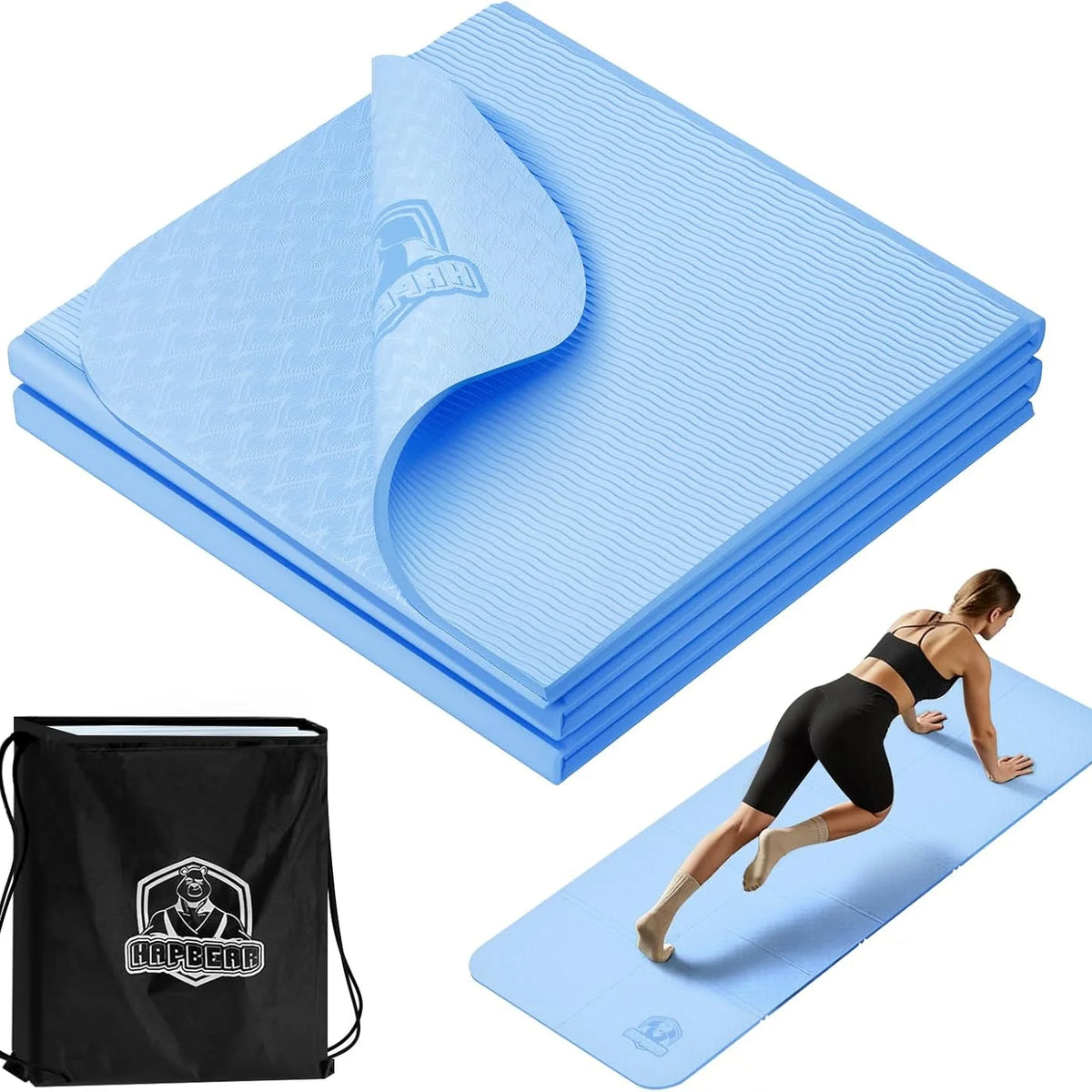 Double-Sided Non-Slip Foldable Yoga Mat for Travel & Home