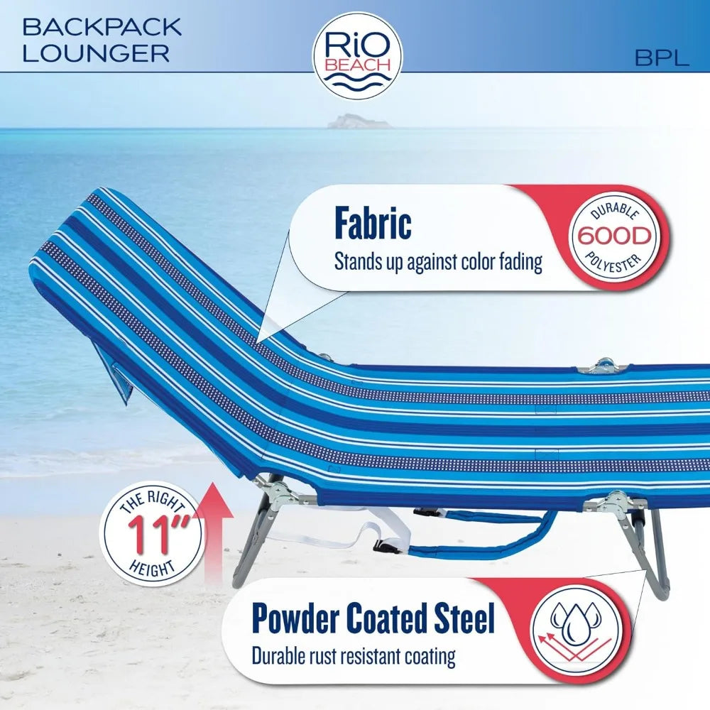 All-Weather Folding Beach Chair with Backpack Straps