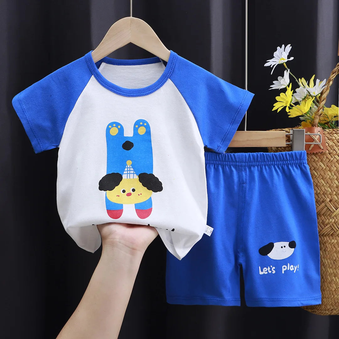 Kid's Summer Cotton Bear T-Shirt & Shorts 2-Piece Set