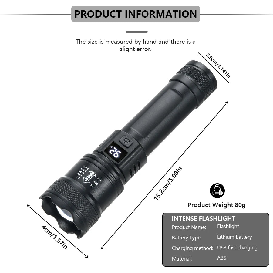 Powerful Rechargeable LED Flashlight