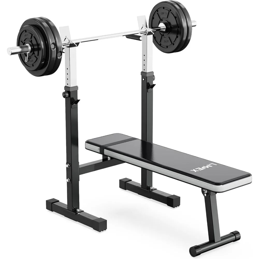 Adjustable Weight Bench with Squat Rack, Dip Station, and More
