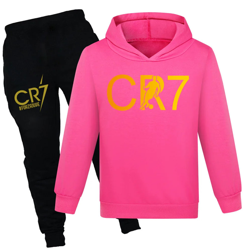 Kids CR7 Autumn Tracksuit Boys’ Football Hoodie & Joggers Set