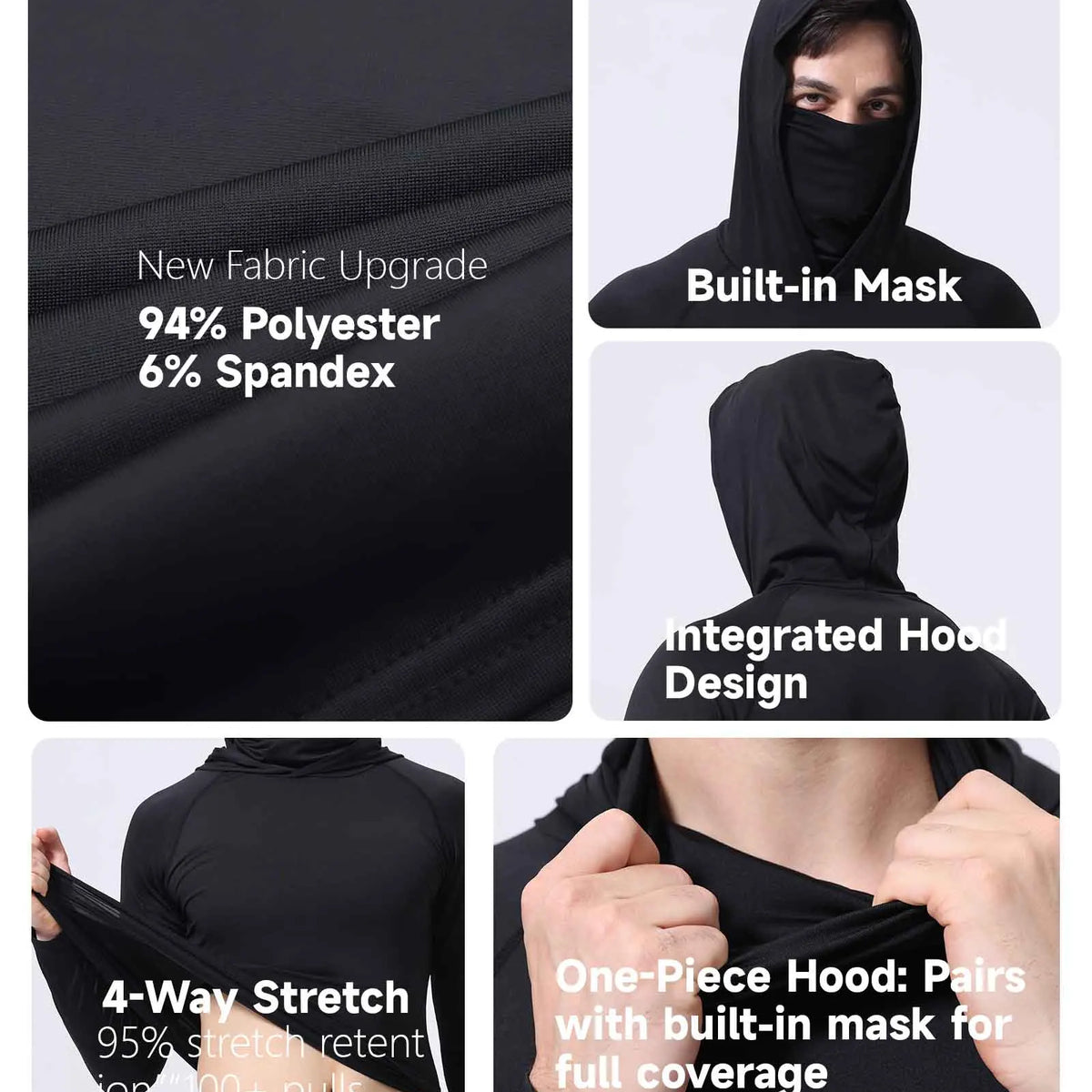 Men's Fishing Hoodie with Face Mask and UV Protection