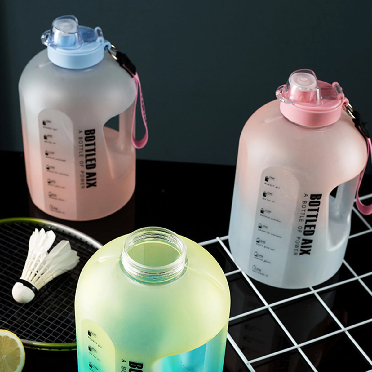 Stay Hydrated: Large Capacity Water Bottle with Time Markers