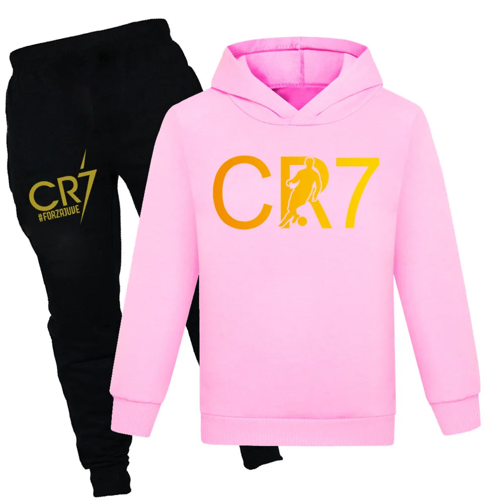 Kids CR7 Autumn Tracksuit Boys’ Football Hoodie & Joggers Set