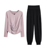 DRUR Yoga Outfit Women Autumn Lightweight Quick Dry Sportswear Set 2 Piece Running Athletic Shirt Pants Workout Clothes Yogawear 24 Hour Sport