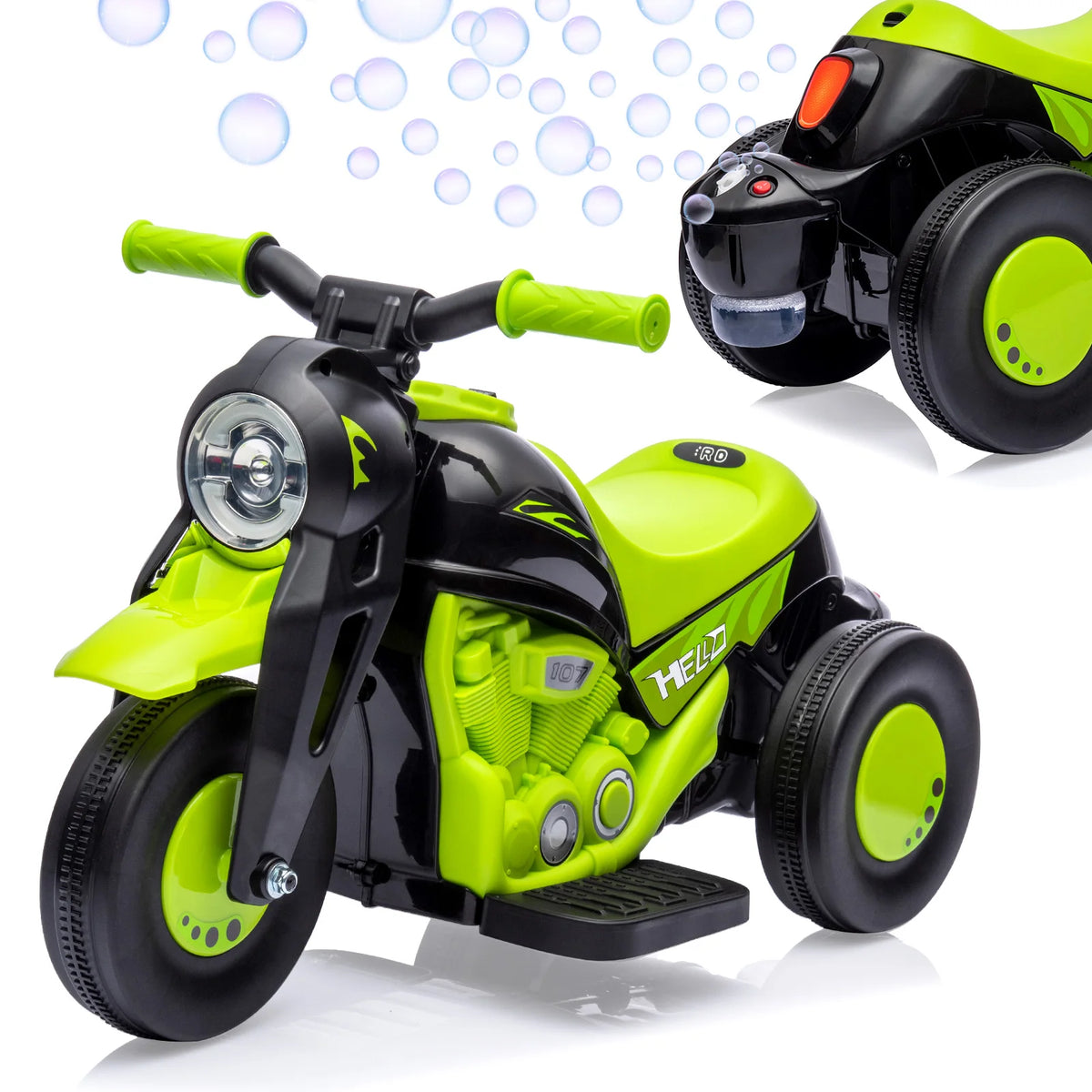 3-Wheel Electric Ride-On Toddler Motorbike with Bubbles & Lights