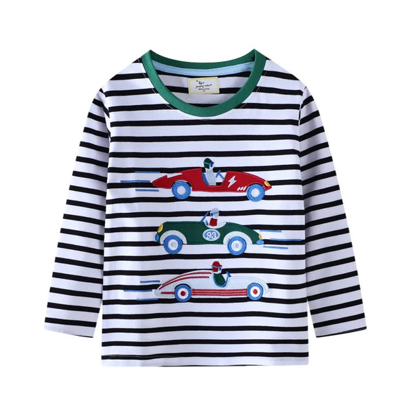 Kids' Striped Long Sleeve Tee Applique & Embroidered
