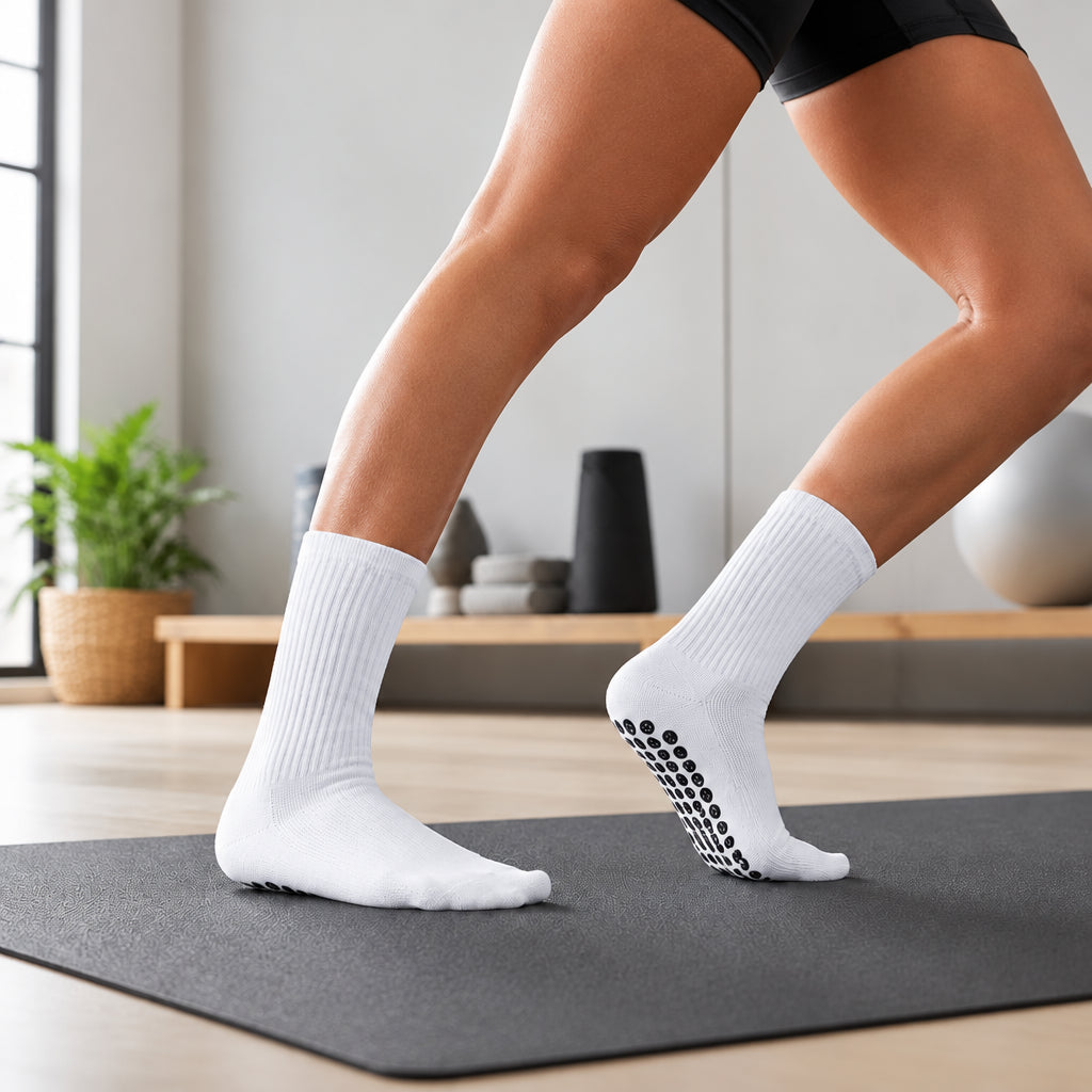 Non-Slip Breathable Mid-Calf Football Grip Socks - 4 Pack