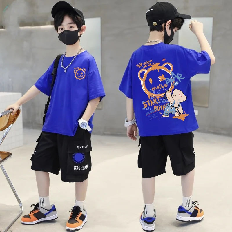 Kids' Graffiti Teddy Bear Streetwear T-Shirt