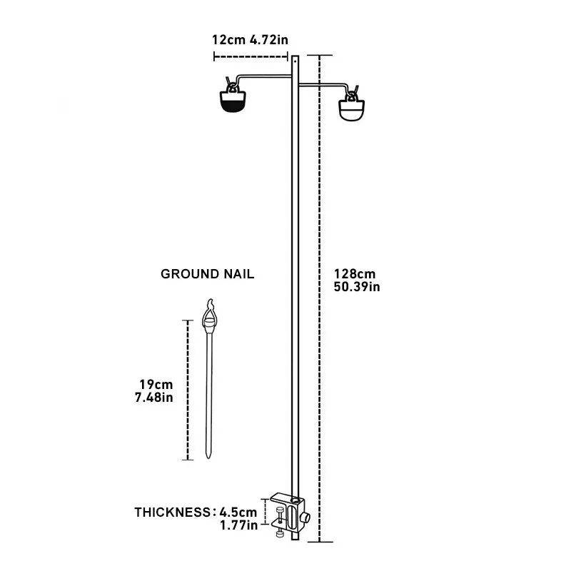 4-Section Camping Lantern Stand Detachable Lamp