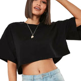 New Sport T-Shirt: Loose Cotton Crop Top for Dance & Gymwomen's Shirts24 Hour Sport