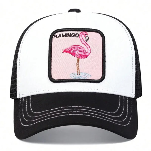 Flamingo Patch Mesh Snapback Casual Hip-Hop Summer Cap