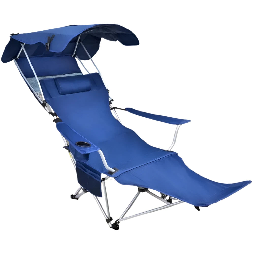 Portable Beach Chair with Canopy, Footrest, and Storage







