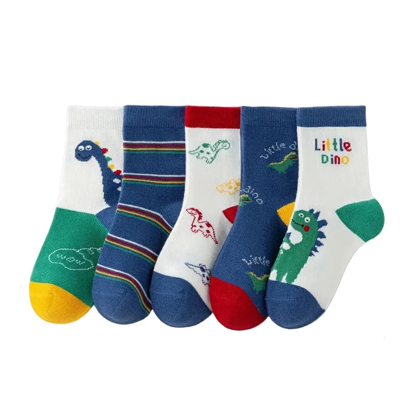 5-Pair Boys' Cotton Sport Socks for Kids