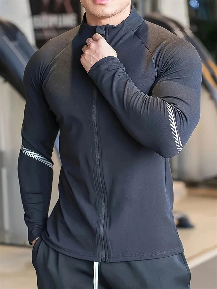 Men's Compression Sports Jacket | Gym Running Clothing & Quick Dry Fitness - 24 Hour Sport
