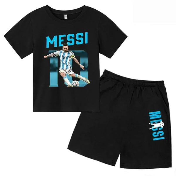 Kids' Messi Print Summer Set: Sporty T-Shirt & Shorts