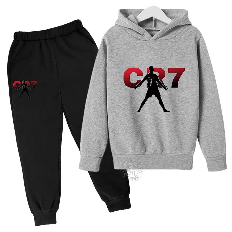 Kids CR7 Football Sportswear: Hoodies & Sweatpants Set