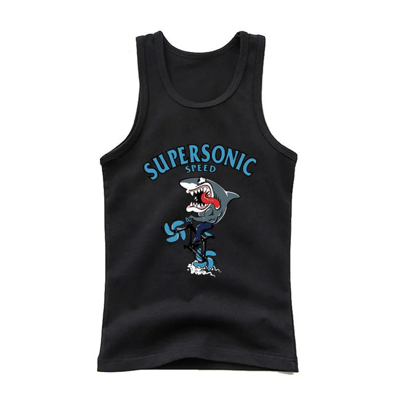 Kids' Cotton Shark Tank Top Summer Sleeveless Shirt