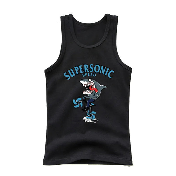 Kids' Cotton Shark Tank Top Summer Sleeveless Shirt