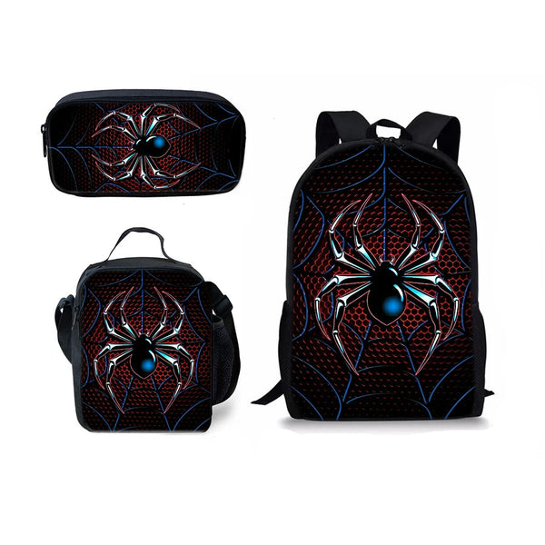Spider Pattern 3-Piece Backpack Set for Kids & School