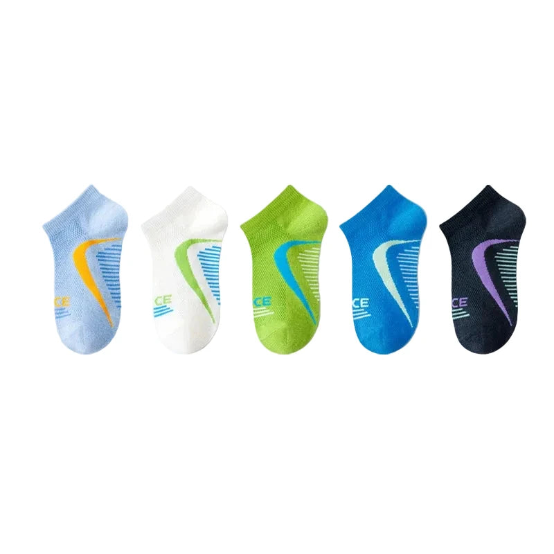 Kids' Seamless Mesh Running & Sports Ankle Socks (5 Pack)