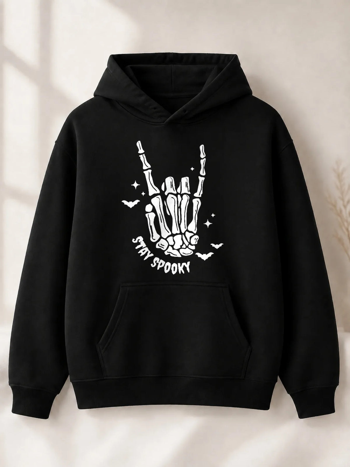 Men's Stay Spooky Skeleton Rock Hand Hoodie