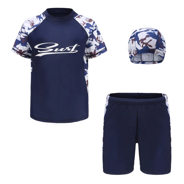 Boys' Casual T-Shirt, Swim Trunks & Cap Set