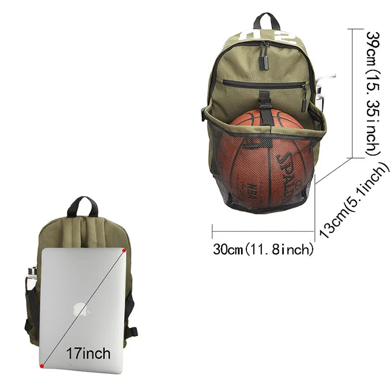 Small Basketball Backpack 20-25L Portable Basketball Backpack with Kettle PocketGym Bag24 Hour Sport