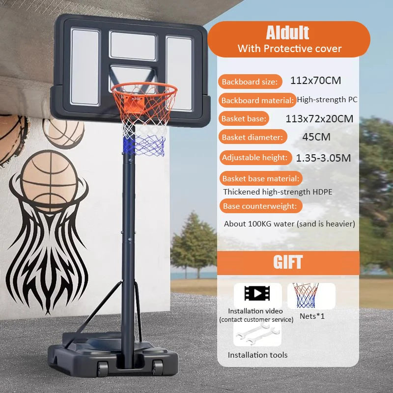Adults Mobile Basketball Stand Kids Adjustable Basketball Hoop Indoor Outdoor Shooting Practice Basketballs Training Equipment24 Hour Sport