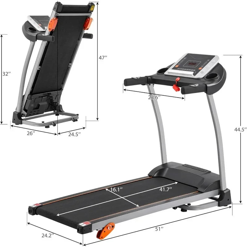 Space-Saving Treadmill with Pulse Monitoring