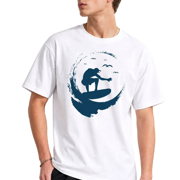 Men's Surf Print Loose Casual Beach Graphic T-Shirt