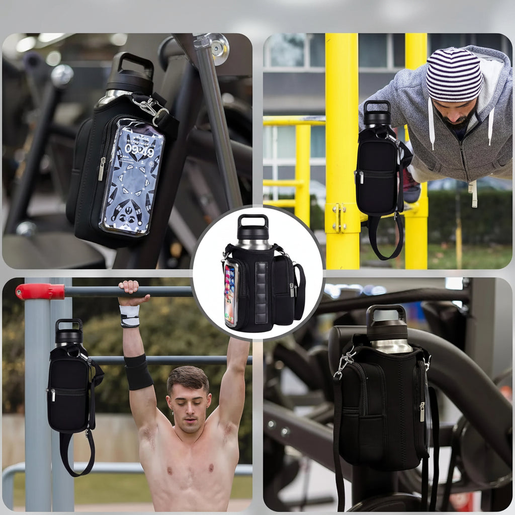 Magnetic Gym Water Bottle Holder for Phone & Keys