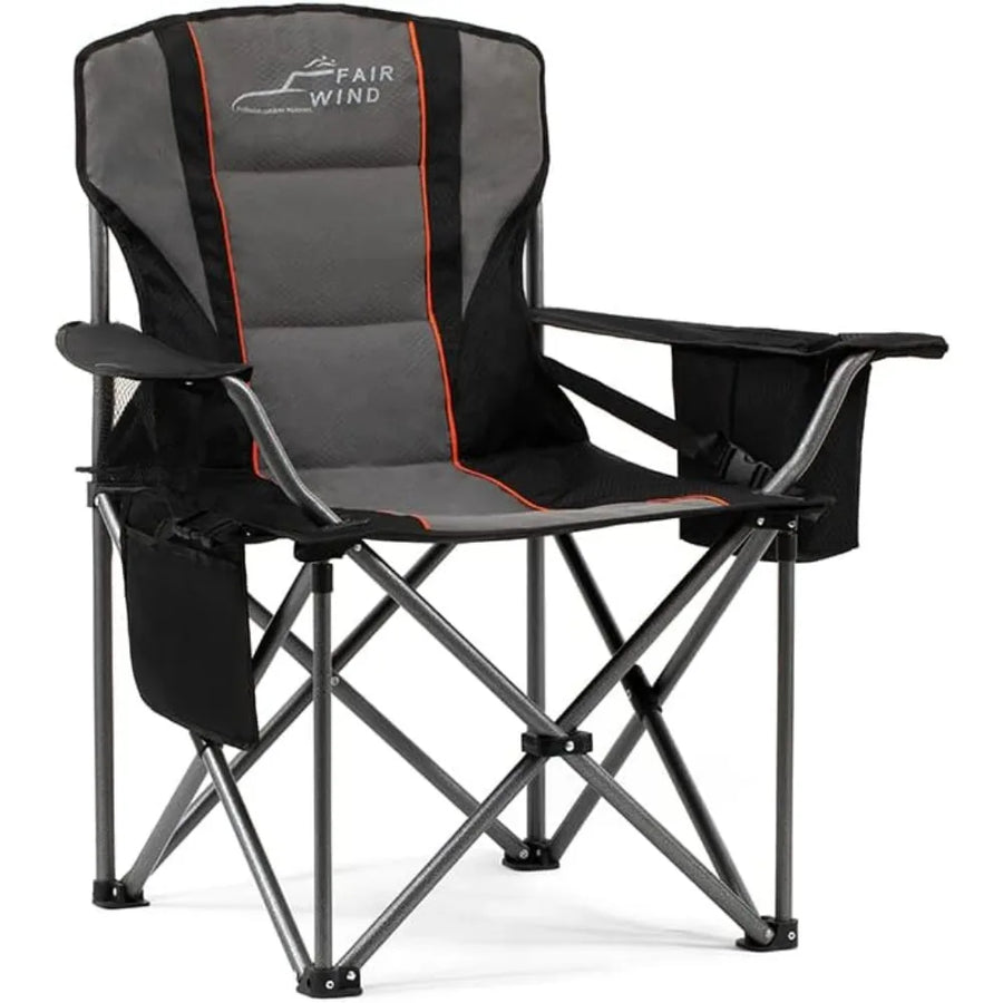 Oversized Camping Chair with Lumbar Support and Cooler Bag