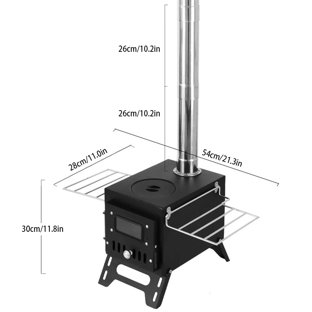 Stainless Steel Wood-Burning Camp Stove with Fire Window