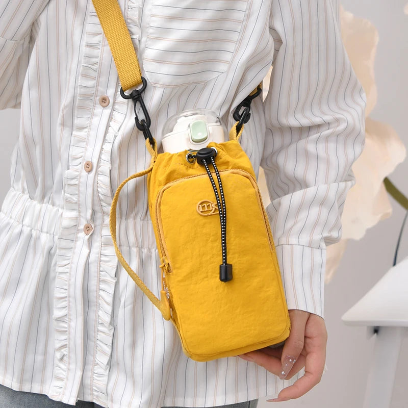 Portable Water Bottle Carrier with Phone Pocket & Strap
