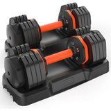 Adjustable Dumbbells (55 lbs): 15-55 lbs, Anti-Slip Handles
