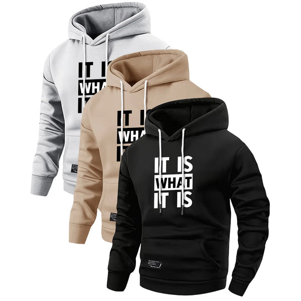 Men's 3-Piece Loose Fit Hoodie Set Autumn & Winter Outdoor Wear