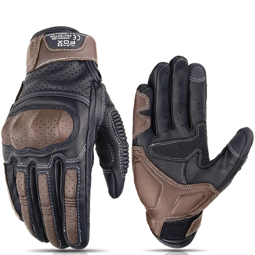 Vintage Leather Motorcycle Gloves TouchscreenBicycle Accessories24 Hour Sport