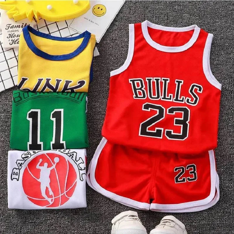 Summer Kids' Basketball Jersey and Shorts Set