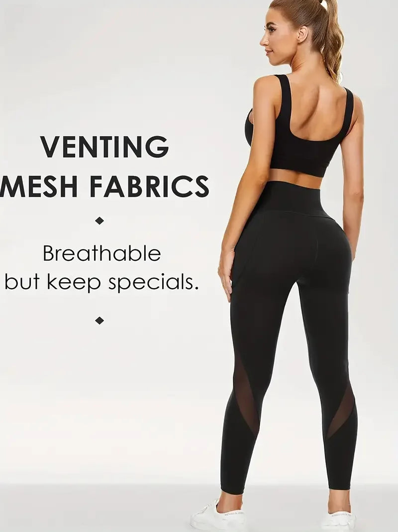 Breathable Mesh High-Waisted Yoga Leggings