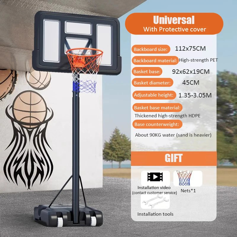 Adults Mobile Basketball Stand Kids Adjustable Basketball Hoop Indoor Outdoor Shooting Practice Basketballs Training Equipment24 Hour Sport