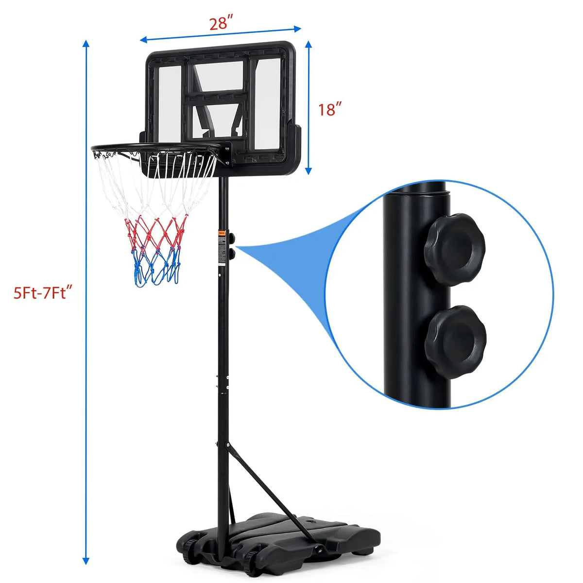 Portable Basketball Hoop for Kids Adjustable Height & Fillable Base
