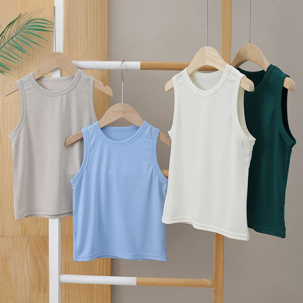 Children's 4-Piece Solid Basic Vests Soft & Comfortable