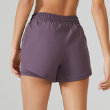 Women's Sports Jogging Loose Three Part Shorts Elastic Double Layer Side Pocket Breathable Running Fitness Leisure Yoga Shorts 24 Hour Sport